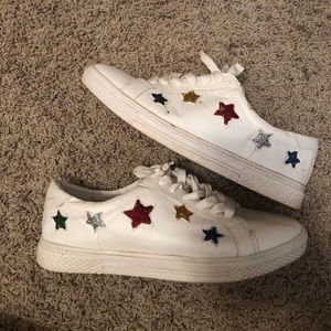 Bebe Sport Glitter Star White Tennis Shoes